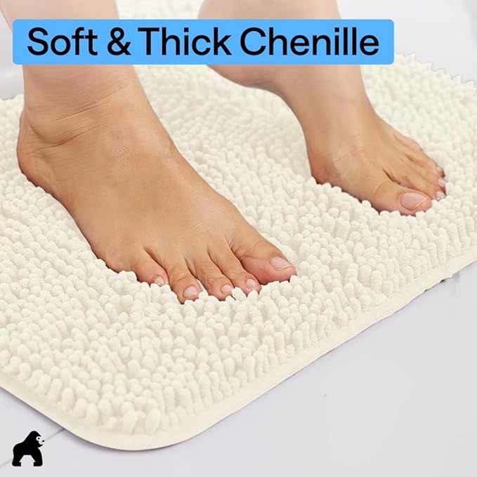 GORILLA GRIP Bath Rug Mat 48x17, Thick Soft Absorbent Chenille, Quick Dry - Image 4