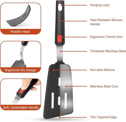 Hotec Silicone Spatula Turner for Nonstick Cookware, Cooking Spatulas 600°F - Image 6
