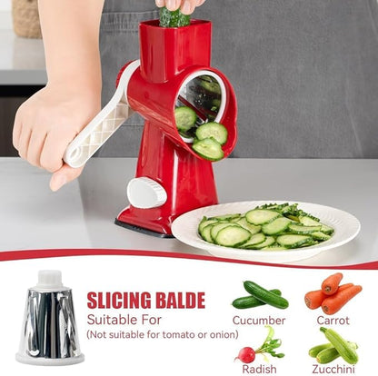 KEOUKE Rotary Cheese Grater Hand Crank Red - Image 2