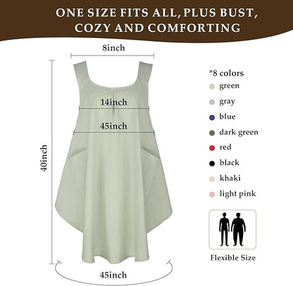Apron for Women with Pocket Cotton Linen, Japanese Cross Back Apron for - Image 2