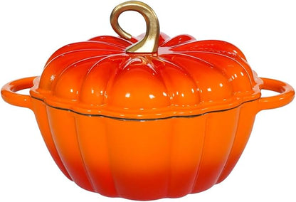 Pumpkin Enameled Cast Iron Dutch Oven by COOKWINCastIron