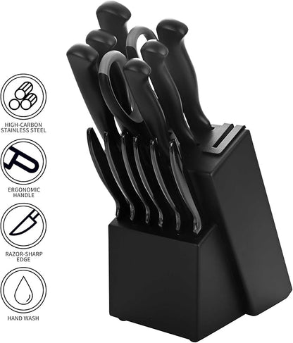 Black Knives Set, 15-Piece Stainless Steel Kitchen Knife Block Sets - Image 3