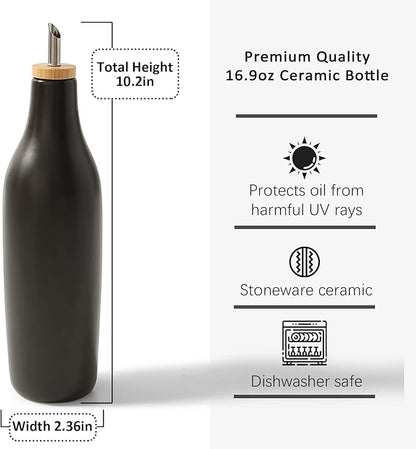 HOMCDALY Olive Oil and Vinegar Dispenser Set, Two 16oz Ceramic Oil Dispenser - Image 4