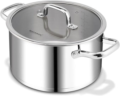 Rorence Stainless Steel Stock Pot, Tri-Ply Base Large Pot Induction Cooking Pot by Rorence