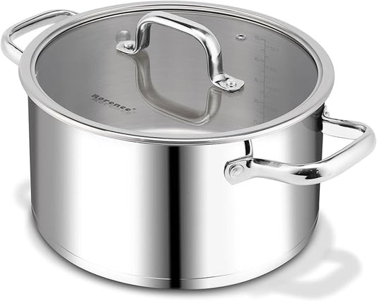 Rorence Stainless Steel Stock Pot, Tri-Ply Base Large Pot Induction Cooking Pot by Rorence