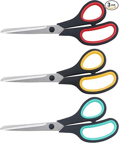 Scissors 8.5 Inch all purpose Bulk Set of 3, Scissors by LONGKEY
