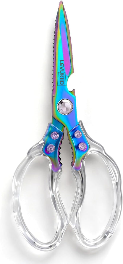 Rust-Resistant Kitchen Scissors, Transparent and Stylish Handle, Suitable by LEVUKIID