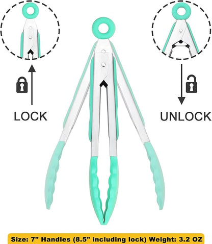 HINMAY Mini Tongs with Silicone Tips 7 Inches Silicone Cooking Tongs - Image 3