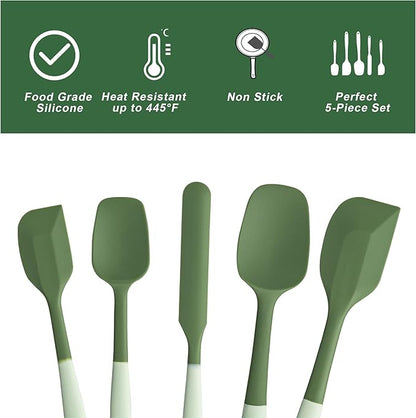 Silicone Spatula Set, 5 Piece Food Grade Rubber Spatulas - Image 3