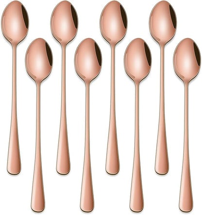 7.5 Inches Long Handle Coffee Stirring Spoons, Copper Stainless Steel Ice Cream by DEHOVKitchen
