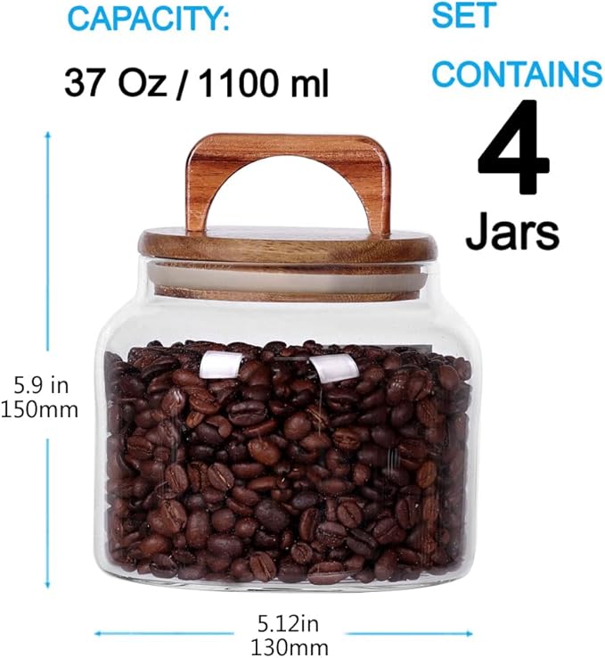 SAIOOL Glass Jars with Airtight Lid, Kitchen Canisters, Borosilicate Storage - Image 2