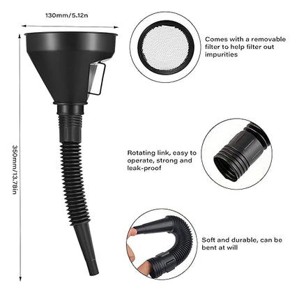 Oil Funnel for Automotive Use, Plastic Oil Change Funnels Set Large Flexible - Image 3