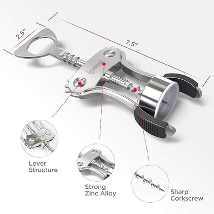 IPOW Wine Opener, Zinc Alloy Wine Bottle Opener, Wing Corkscrew Heavy Duty - Image 9