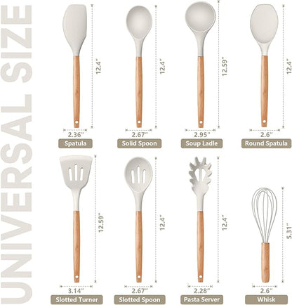 P&P CHEF Silicone Cooking Utensils Set, 8-Piece Kitchen Cooking Utensil - Image 2
