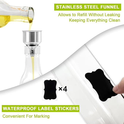 Showvigor Olive Oil Dispenser Bottles, 2 Pourers and 1 Funnel - Image 2