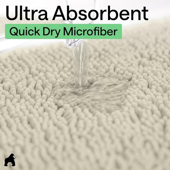 GORILLA GRIP Bath Rug Mat 36x24, Thick Absorbent Chenille, Quick Dry Microfiber - Image 5