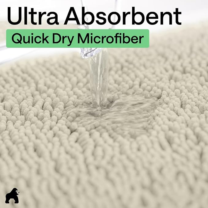 GORILLA GRIP Bath Rug Mat 44x26, Thick Absorbent Chenille, Quick Dry Microfiber - Image 5