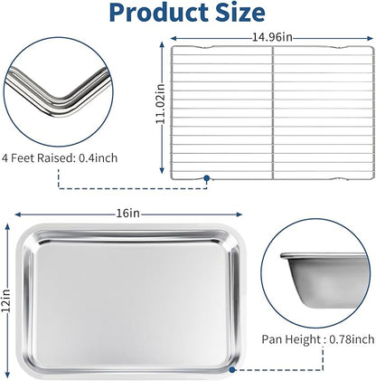 Baking Sheet with Rack Set of 4, Non Toxic & Dishwasher Safe & Easy Clean - Image 2
