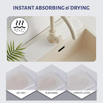 Stone Faucet Mat for Kitchen Sink, Faucet Mat Fast Drying Diatomite, Sink - Image 3