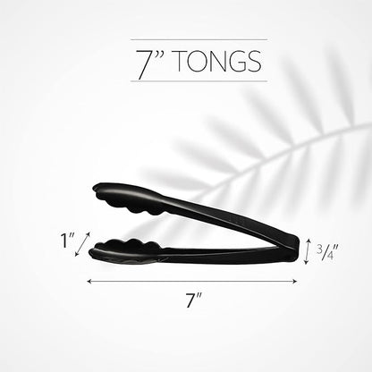 Plasticpro 7.5'' Serving Tongs Heavy Duty Reusable Kitchen and BBQ Black - Image 4