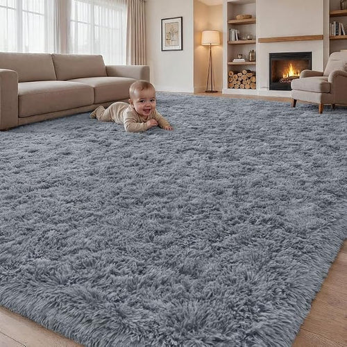 8x10 Area Rugs for Living Room Bedroom: Soft Fluffy Shag Rug Upgrade Non-Slip by EXPEDIX