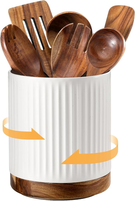DOWAN 360° Rotating Extra Large Cooking Utensil Holder, 7.6" Kitchen Utensil by DOWAN