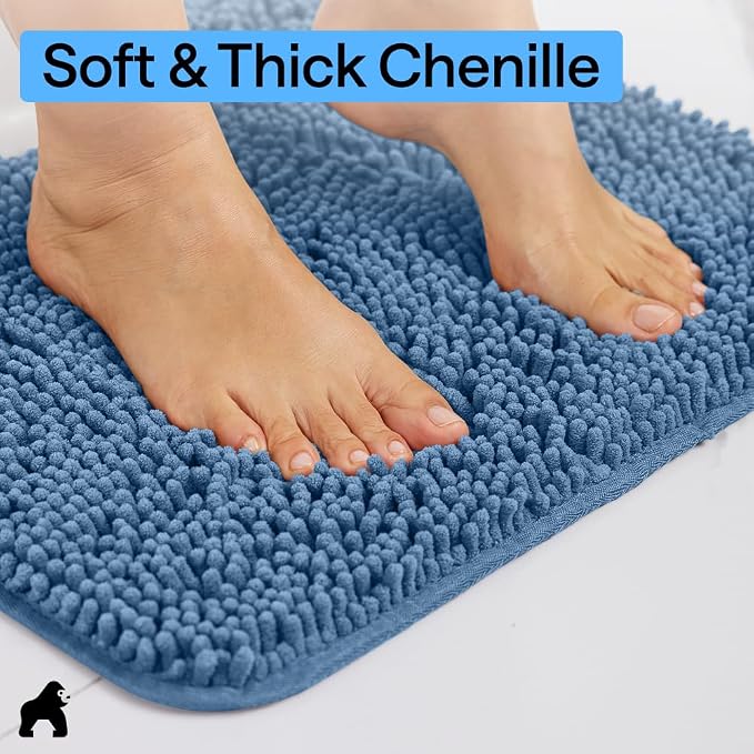 GORILLA GRIP Bath Rug Mat, Thick Soft Absorbent Chenille, Quick Dry Microfiber - Image 4
