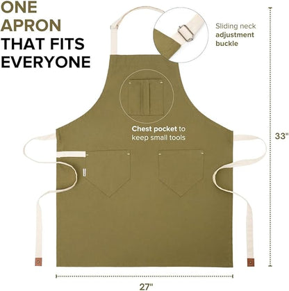 Cotton Canvas Apron for Women & Men – Adjustable Neck Strap & Waist Ties - Image 3