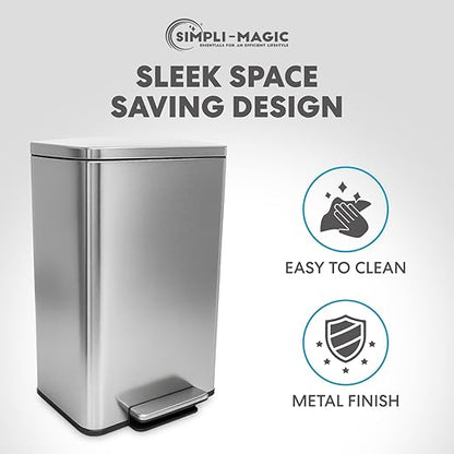 SIMPLI-MAGIC 50 Liter / 13.2 Gallon Soft-Close, Smudge Resistant Trash Can - Image 7