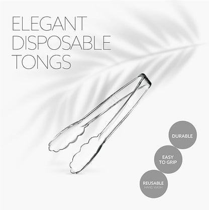 Plasticpro 7.5'' Serving Tongs Heavy Duty Reusable Kitchen and BBQ Clear - Image 5