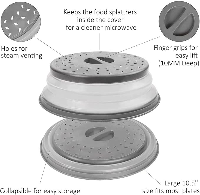 12“ Large Microwave Splatter Cover & Silicone Mat, 12 Inchs Vented Collapsible - Image 3