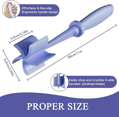 Meat Chopper, 5 Curve Blades Ground Beef Masher, Heat Resistant Meat Masher Tool - Image 4