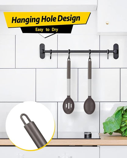 Pack of 2 Large Silicone Cooking Spoons, Non Stick Solid Basting Spoon - Image 4