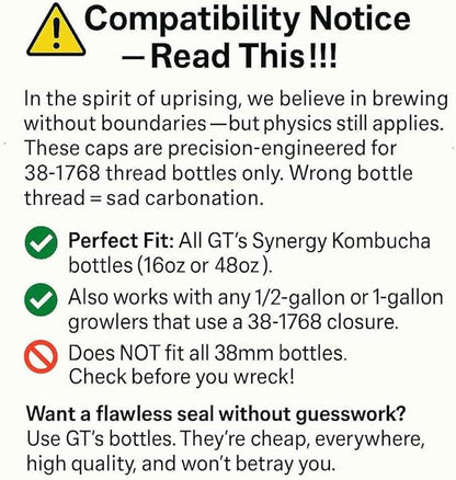 Kombucha.com Carbo-Caps: The Swingtop Slayer and Ultimate Carbonation System for Craft Beer & Kombucha Home Brewing. Viva La Revolución! (65 psi (High Carbonation), 2 Carbo-Caps + PRVs)