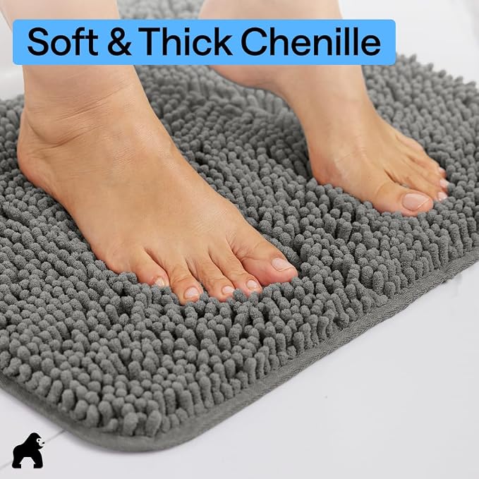 GORILLA GRIP Bath Rug Mat 36x24, Soft Absorbent Chenille, Quick Dry Microfiber - Image 4