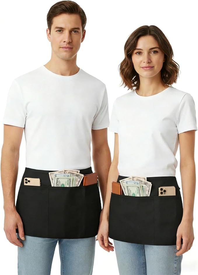 BOHARERS Cotton Server Aprons 3 Pack Waiter Waitress Apron Short Apron - Image 4