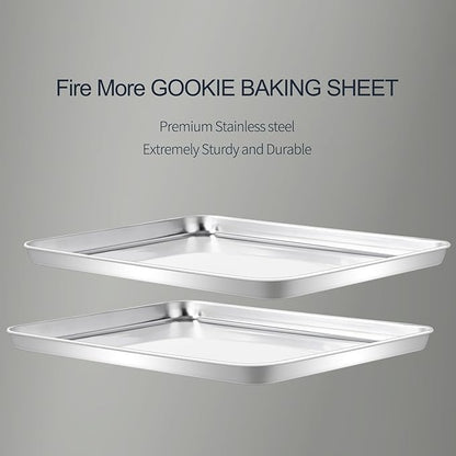 Stainless Steel Baking Sheet Set of 2-16" x 12" x 1" Heavy Duty Cookie Sheets - Image 4