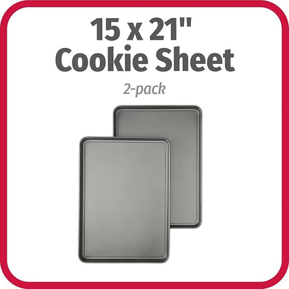 GoodCook Everday Nonstick Carbon Steel 15” x 21” Baking Sheet Set, 2 Pack – - Image 2