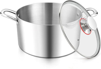 E-far 4 Quart Stock Pot, Tri-Ply Stainless Steel Cooking Pot by E-far