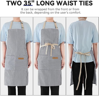 NLUS 2 Pack Kitchen Cooking Aprons, Adjustable Bib Soft Chef Apron - Image 5