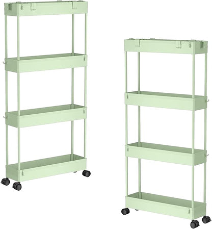 SPACELEAD 2-piece Set Slim Storage Cart 3 Tier, Bathroom Organizer Rolling by Home