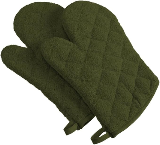 DII Basic Terry Collection 100% Cotton Quilted, Oven Mitt, 2 Piece by DII