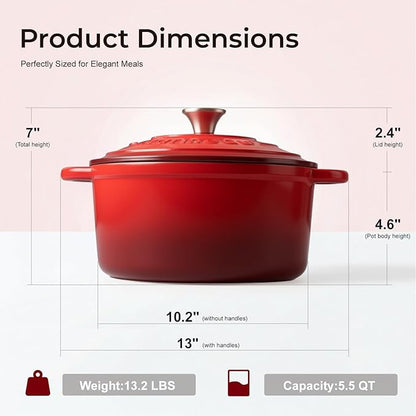 Parmedu 5.5QT Enameled Cast Iron Dutch Oven - Image 5