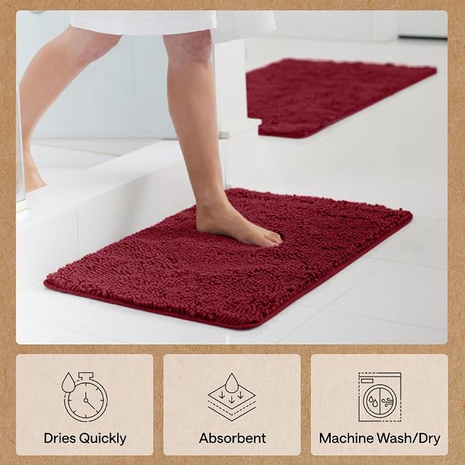 GORILLA GRIP Bath Rug Mat 36x24, Soft Absorbent Chenille, Quick Dry Microfiber - Image 7