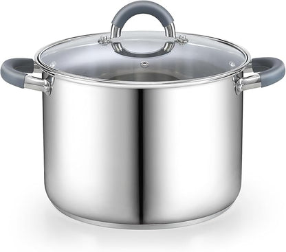 Cook N Home Stock Pot with Lid, 12-Quart Basic Stainless Steel Sauce Cooking by CookNHome