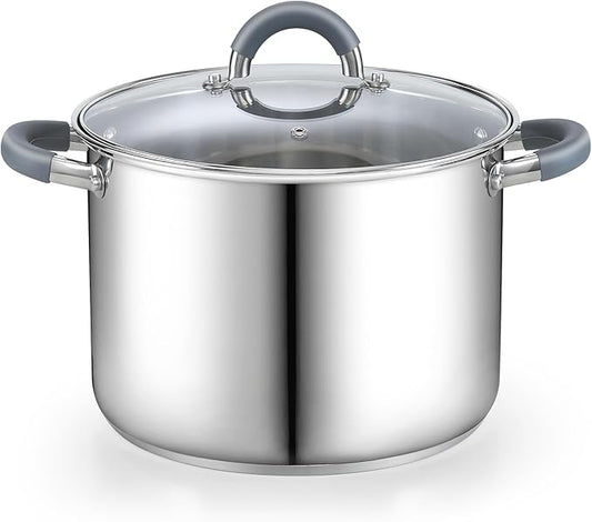 Cook N Home Stock Pot with Lid, 12-Quart Basic Stainless Steel Sauce Cooking by CookNHome