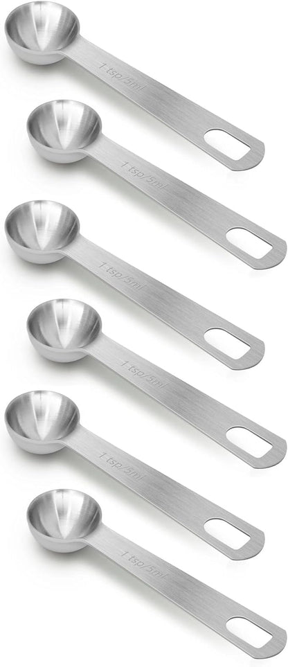 6 PCS 1 Teaspoon Stainless Steel Single Measuring Spoon by AUOIKKHOMEGARDEN