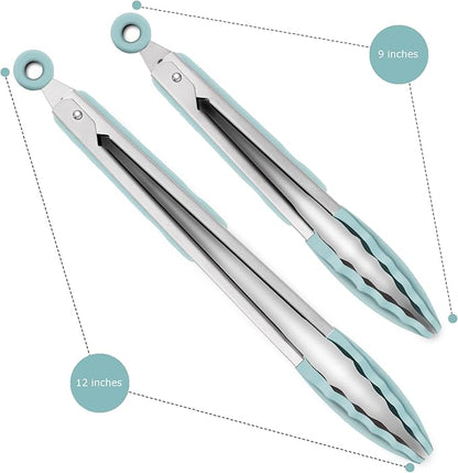 2 Pack Silicone Kitchen Tongs – 9" & 12" Set, Heat Resistant up to 500°F - Image 3
