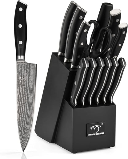 NANFANG BROTHERS Damascus Kitchen Knife Set 14 Pieces by NANFANGBROTHERS