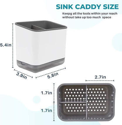 KeFanta Sink Counter Caddy, Plastic Dish Sponge Holder, Kitchen Brush and - Image 4